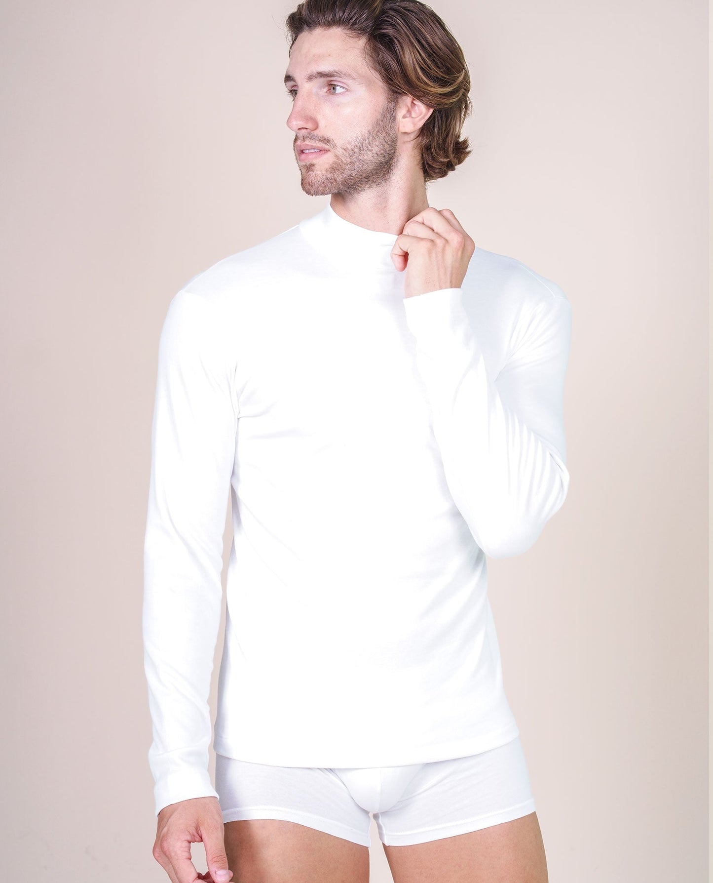 BASIC COTTON Free Spirit Premium Quality 100% Brushed/Fleece Cotton Men's Turtleneck Made in Italy