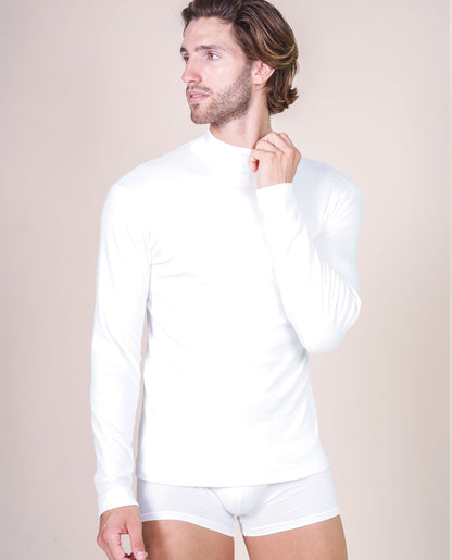 BASIC COTTON Free Spirit Premium Quality 100% Brushed/Fleece Cotton Men's Turtleneck Made in Italy