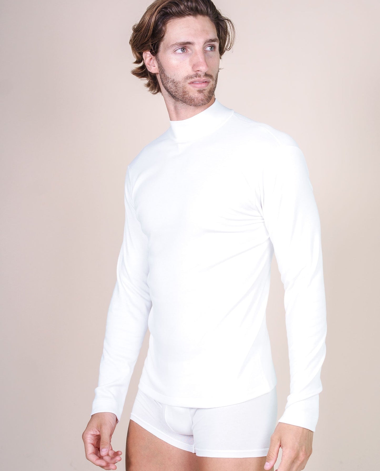 BASIC COTTON Free Spirit Premium Quality 100% Brushed/Fleece Cotton Men's Turtleneck Made in Italy