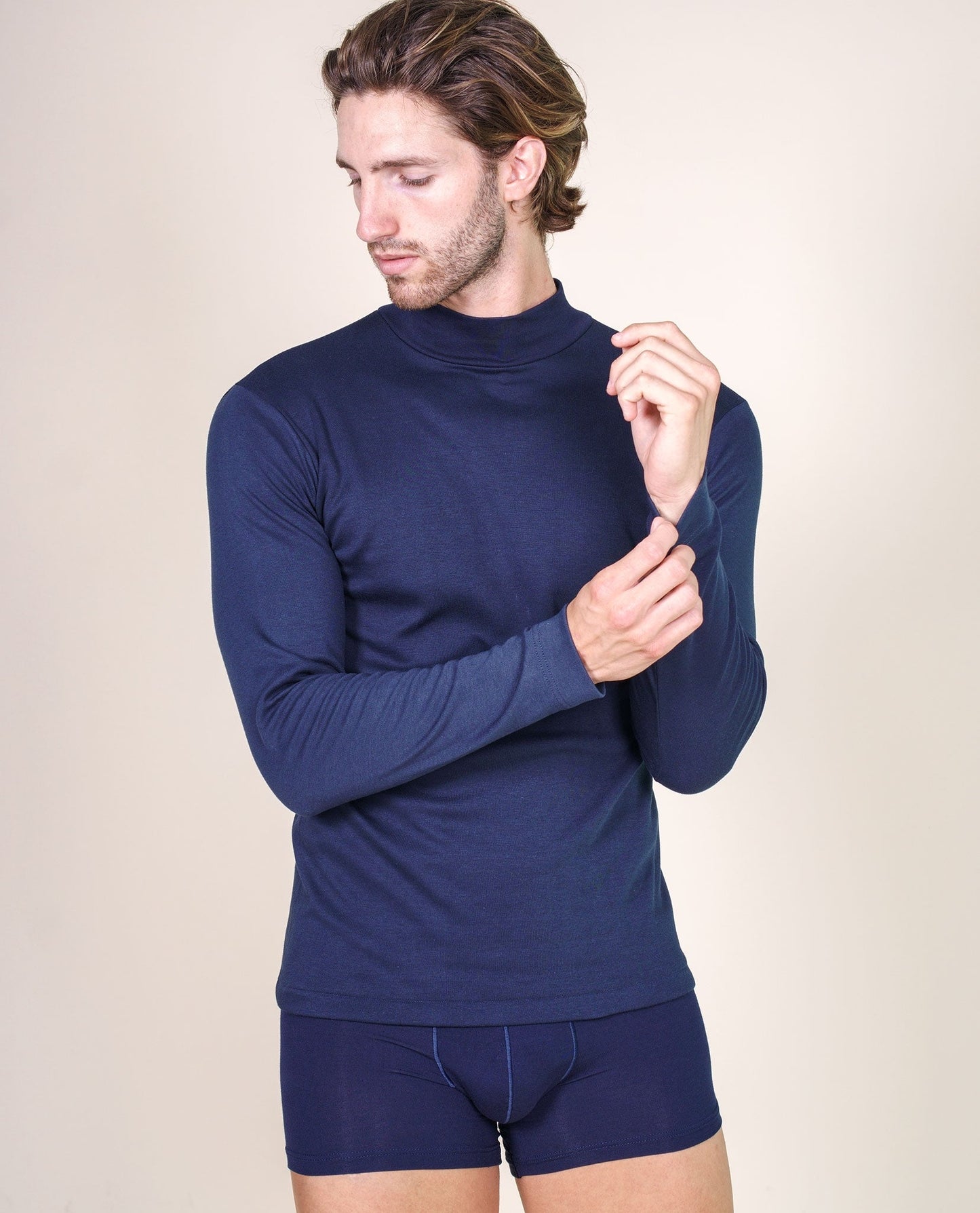 BASIC COTTON Free Spirit Premium Quality 100% Brushed/Fleece Cotton Men's Turtleneck Made in Italy