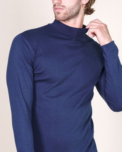 BASIC COTTON Free Spirit Premium Quality 100% Brushed/Fleece Cotton Men's Turtleneck Made in Italy