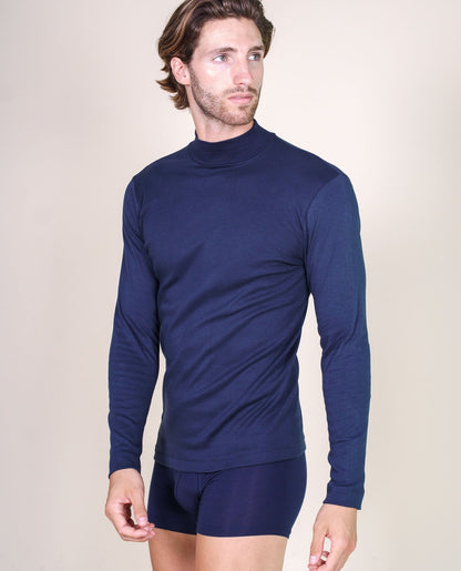 BASIC COTTON Free Spirit Premium Quality 100% Brushed/Fleece Cotton Men's Turtleneck Made in Italy