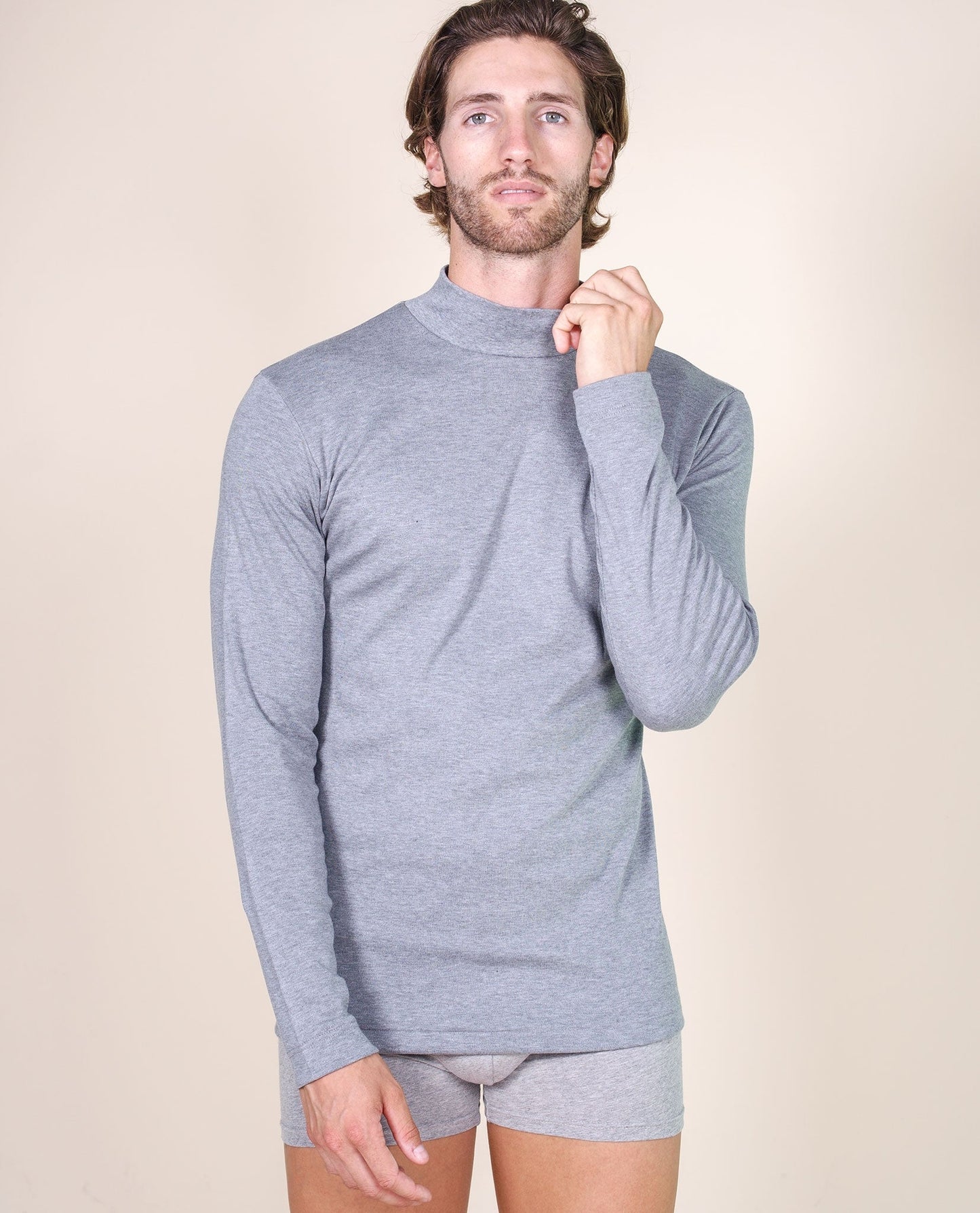 BASIC COTTON Free Spirit Premium Quality 100% Brushed/Fleece Cotton Men's Turtleneck Made in Italy