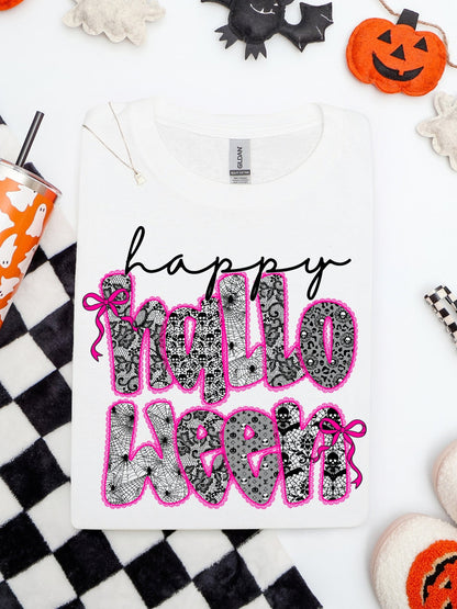 Gildan Lace Happy Halloween T-Shirt