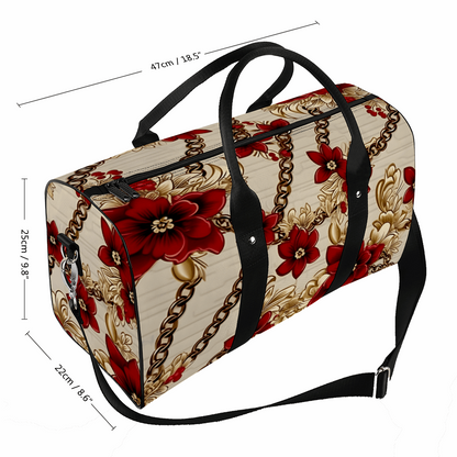 Burgandy & Light Brown Large Travel Luggage Gym Bags Duffel Bags