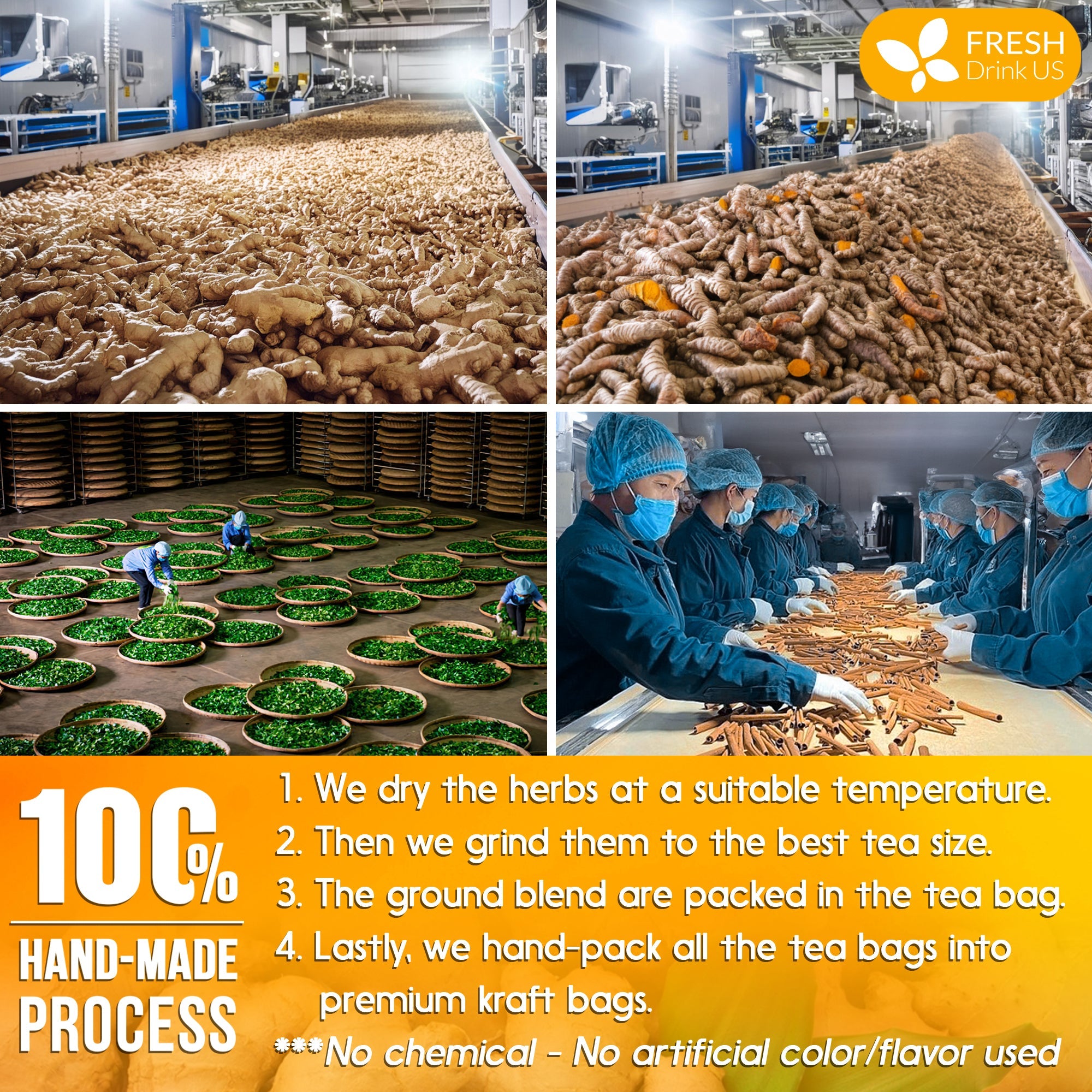 Anti-Inflammaheb Loose Leaf Tea, 100% Natural from Ginger, Turmeric, Peppermint, Black Pepper, Cinnamon