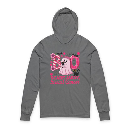 Boo Scare Away Breast Cancer Hoodie - Unisex Long Sleeve Tee, Awareness Shirt, Gift for Survivors, Halloween Apparel, Cancer Awareness [...]