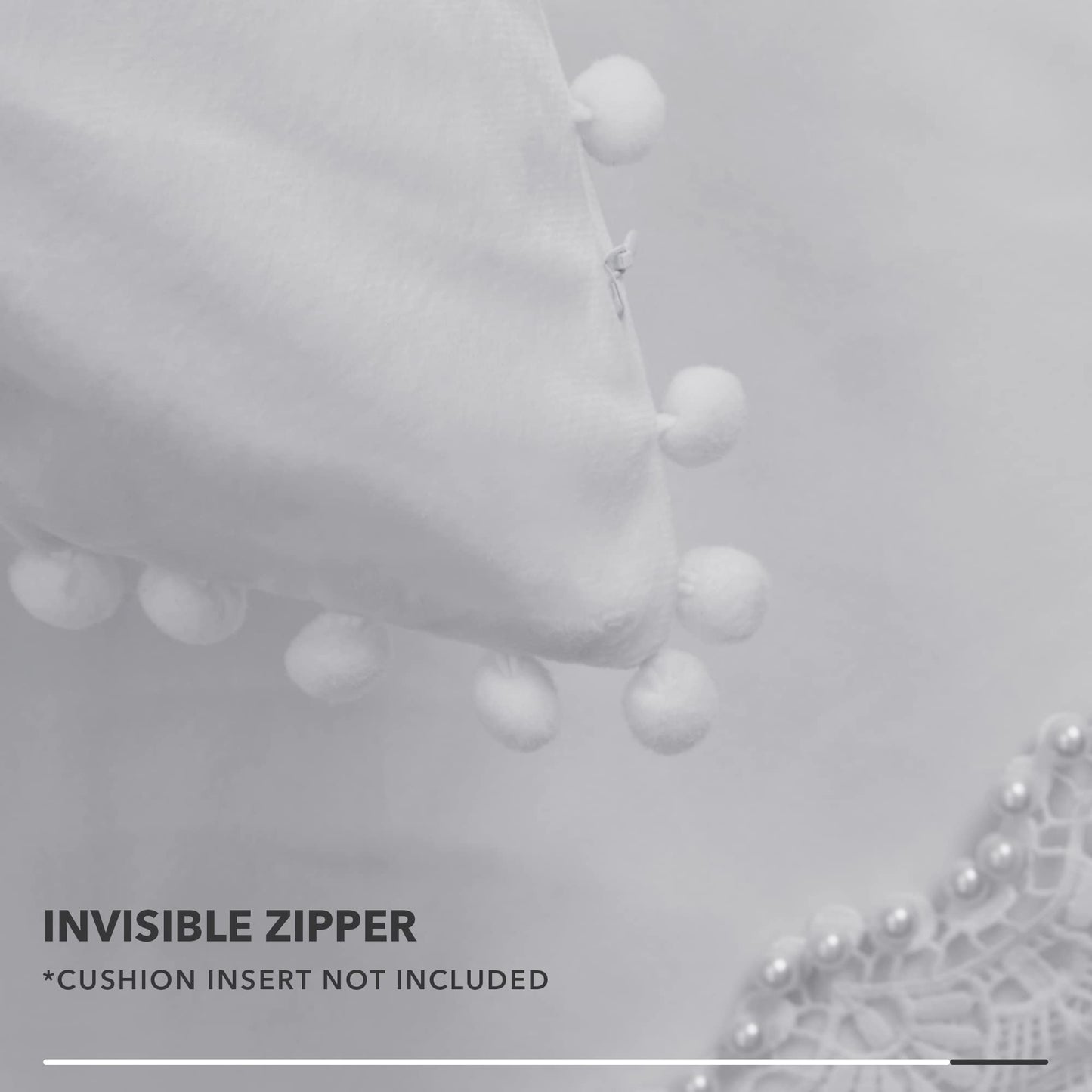 Velvet Throw Pillow Covers with Pom-Poms, 26x26 Inch