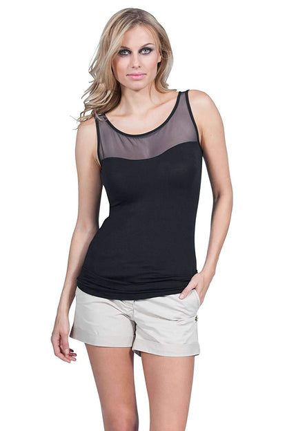 EGI Luxury Modal Women's Tulle Tank Top. Proudly Made in Italy.