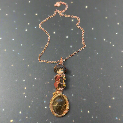 Custom Demon Slayer And Labradorite Anime Necklace