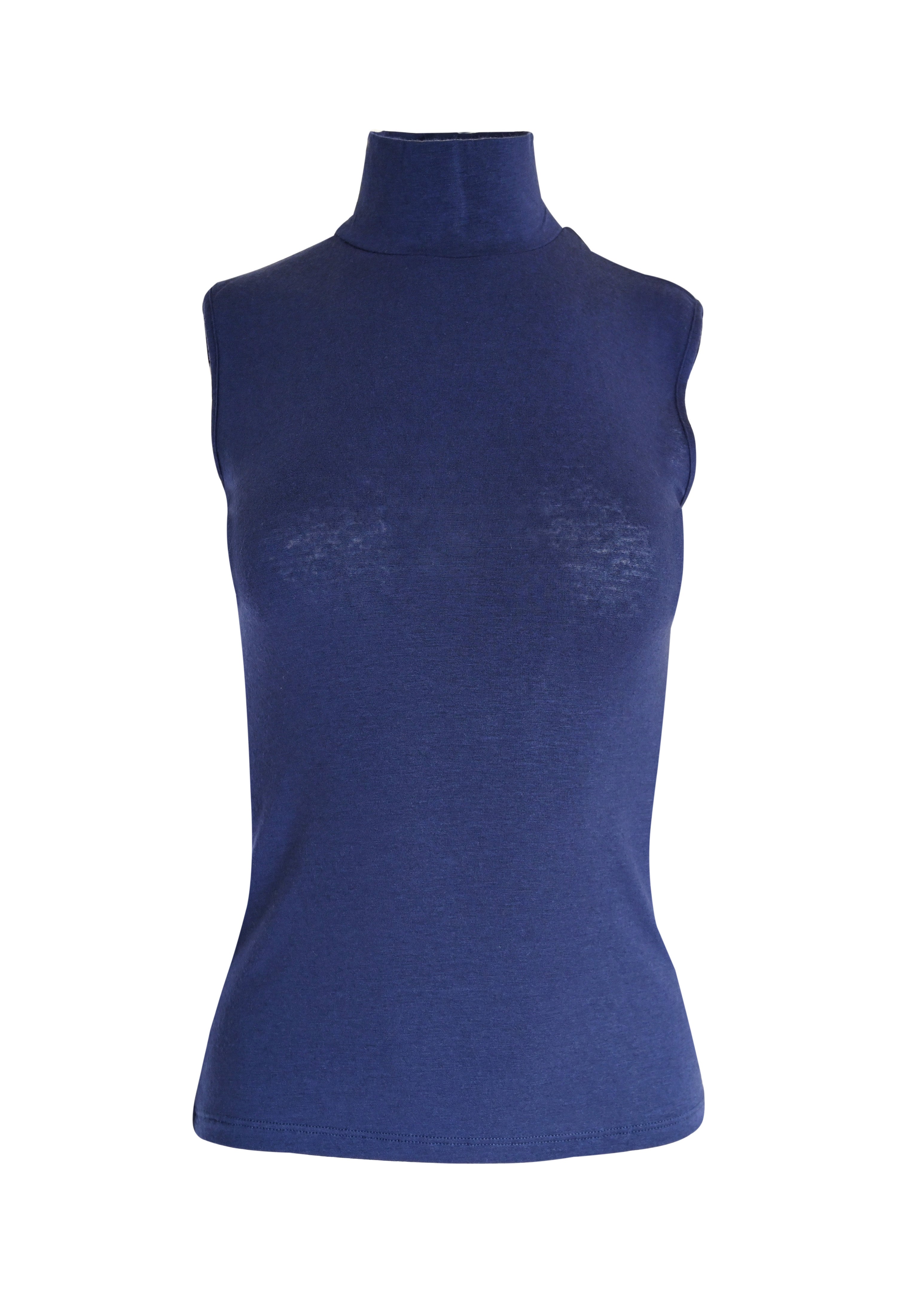 EGI Exclusive Collections Women's Modal Cashmere Blend Mock Neck Sleeveless Top. Proudly Made in Italy.
