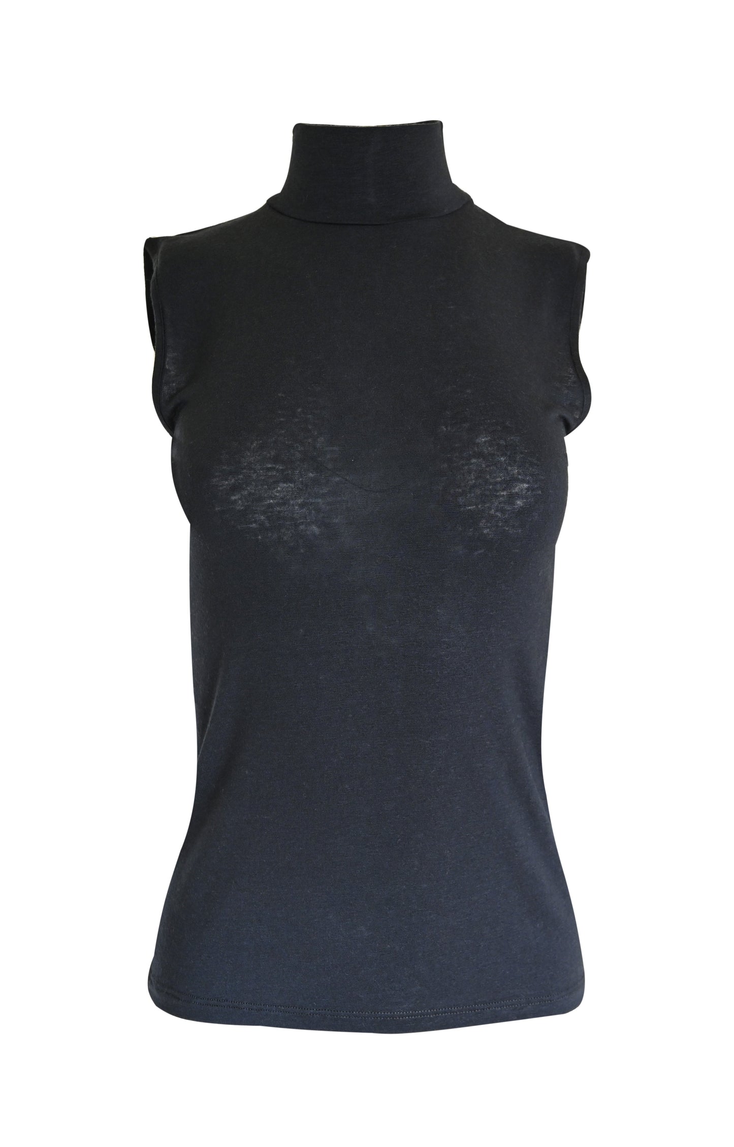 EGI Exclusive Collections Women's Modal Cashmere Blend Mock Neck Sleeveless Top. Proudly Made in Italy.
