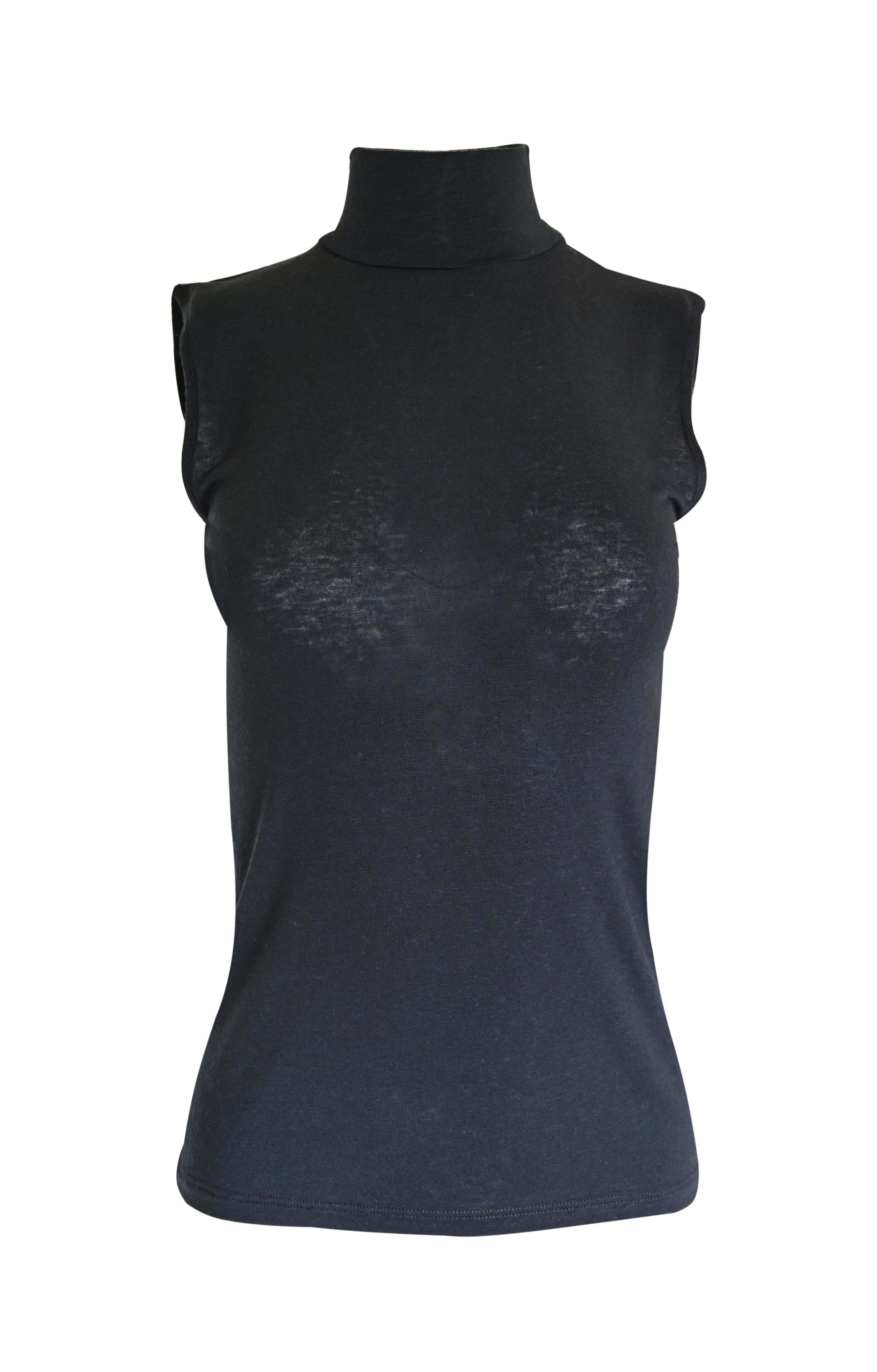 EGI Exclusive Collections Women's Modal Cashmere Blend Mock Neck Sleeveless Top. Proudly Made in Italy.