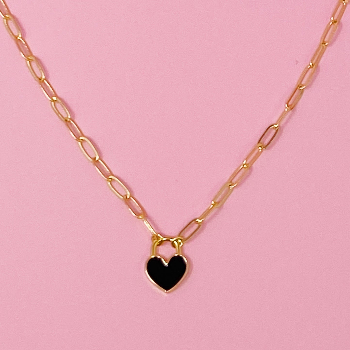 Colored & Locked Heart Necklace