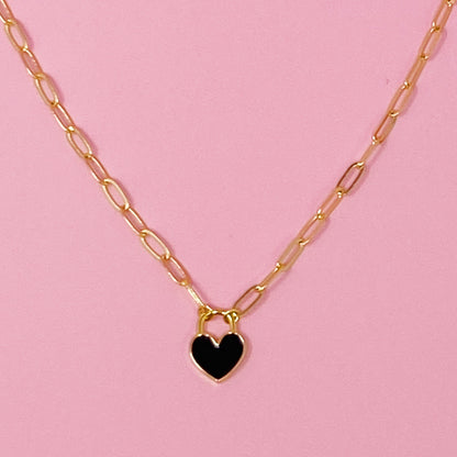 Colored & Locked Heart Necklace