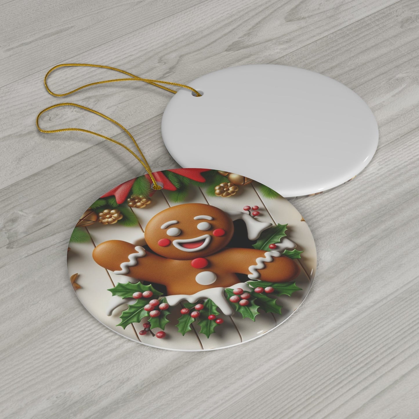 Brown Gingerbread Ceramic Ornament,