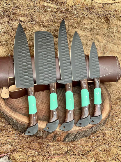 Here’s a fresh, seasonal rewrite with trending keywords and SEO-optimized structure:  Product Title: Premium Knofe Set – 13" Forged Stainless Steel Blade with Wenge Wood & Resin Handle + Leather Sheath