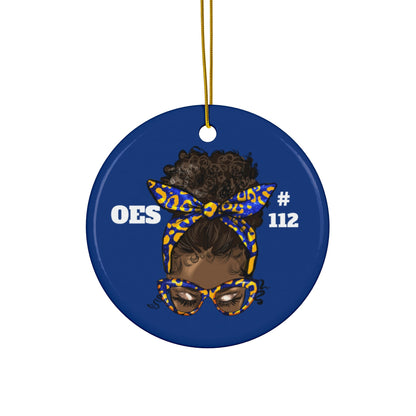 Blue & Yellow OES Ceramic Ornament - Order of the Eastern Star Christmas Gift Exchange