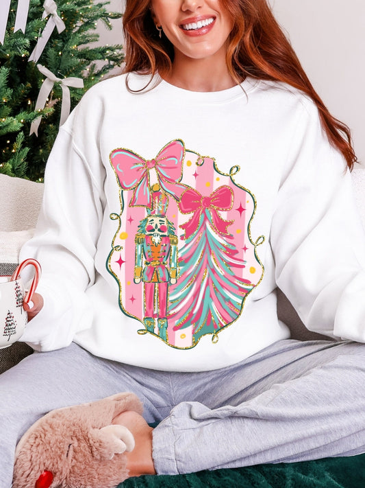 Gildan Christmas Preppy Pink Nutcracker Sweatshirt