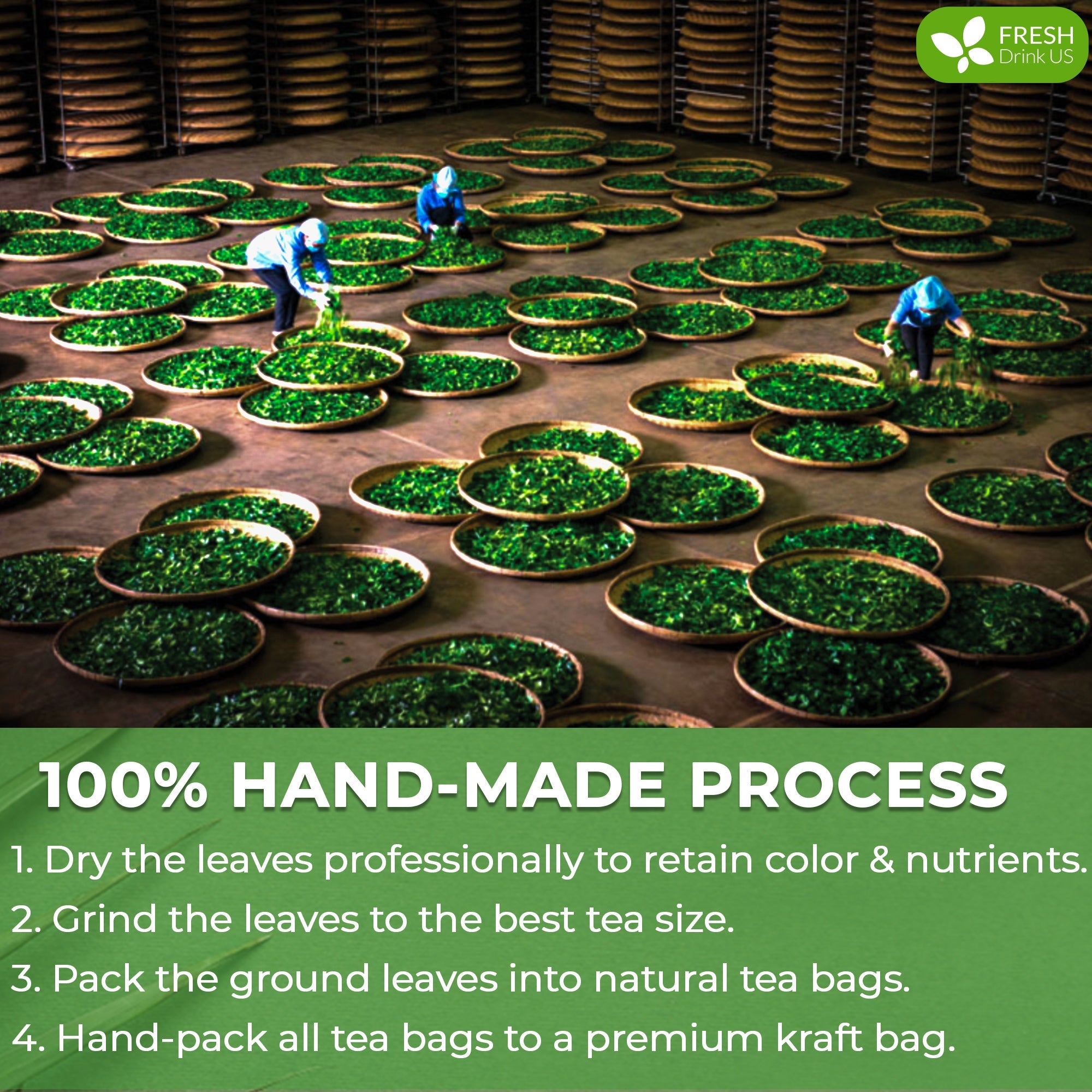 Moringa Leaf Tea Bags, 100% Natural & Pure from Moringa Leaves. Loose Leaf Moringa Herbal Tea. Moringa Leaf Tea. No Sugar, No Caffeine, No Gluten, Vegan