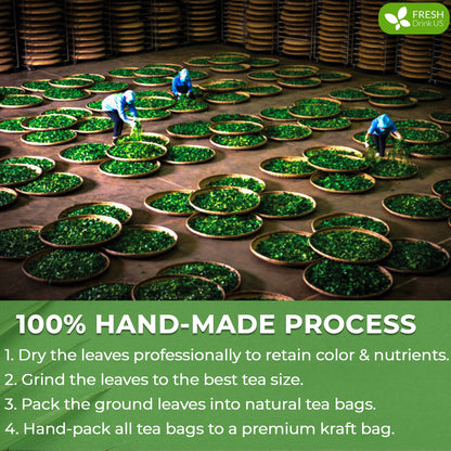 Moringa Leaf Tea Bags, 100% Natural & Pure from Moringa Leaves. Loose Leaf Moringa Herbal Tea. Moringa Leaf Tea. No Sugar, No Caffeine, No Gluten, Vegan