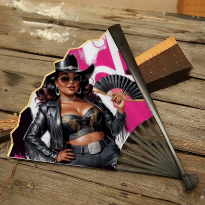 Cow Print Boots on the Ground Fan Retro Hand-held Folding Fan