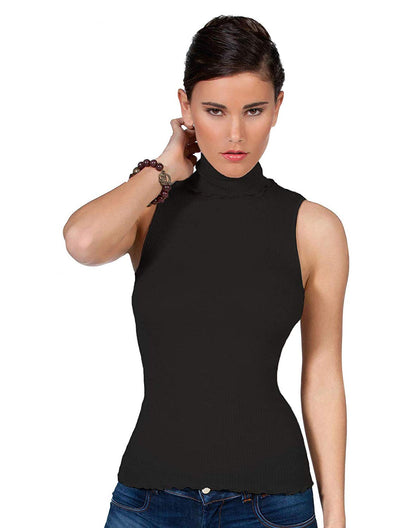 EGi Luxury Wool Silk Turtleneck Sleeveless Top. Proudly Made in Italy (1484)