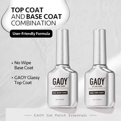GAOY Glassy Gel Top Coat & Base Coat Set - 2 pcs
