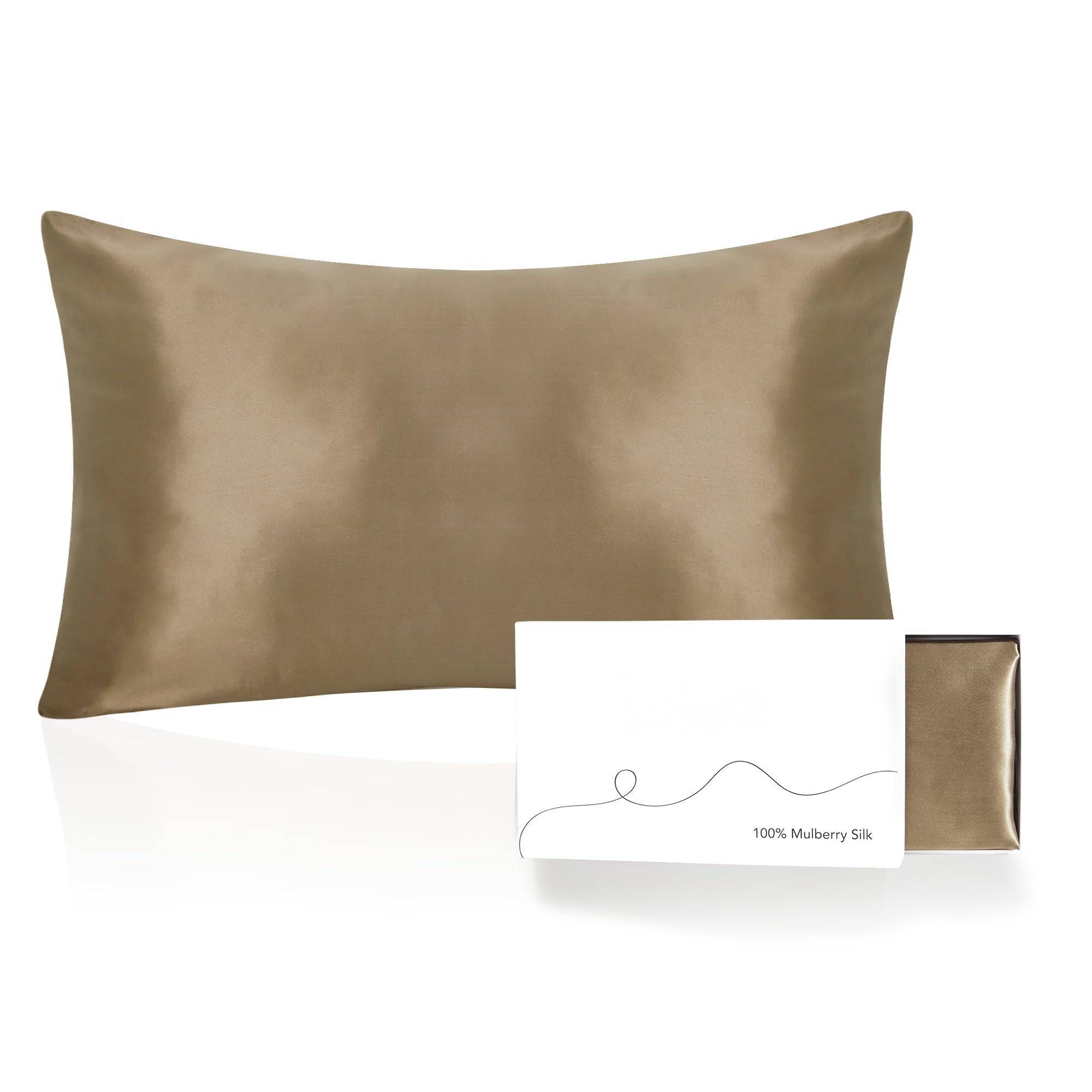Taupe Silk Pillow Cover, Soft & Smooth, Standard Size
