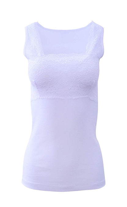 Mare Luxury 100% Mako Cotton Women's Lace-Trimmed Tank Top. Proudly Made in Italy (263)