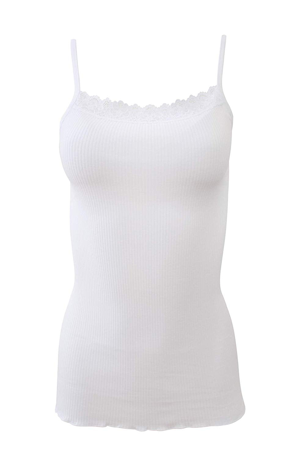 BASIC COTTON Free Spirit Premium Quality 100% Cotton Women's Camisole with Lace Trim.