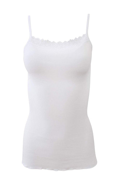 BASIC COTTON Free Spirit Premium Quality 100% Cotton Women's Camisole with Lace Trim.