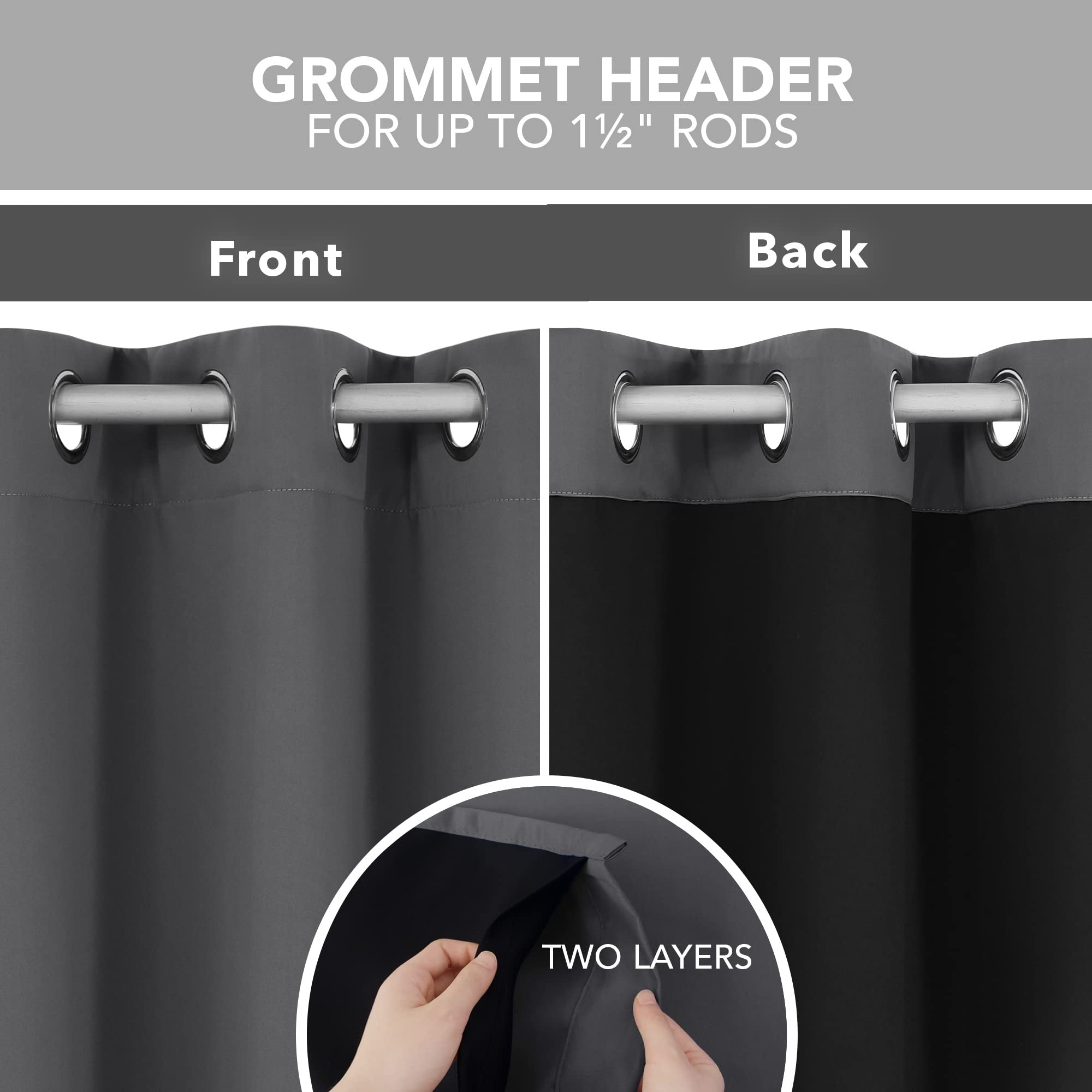 2-Layer Thermal Blackout Curtains, Tan, 52x72 Inch