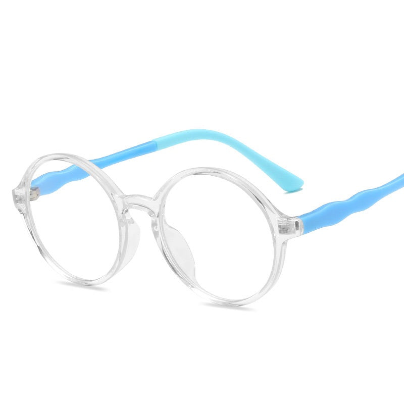 New Kids' Round Frame Anti-blue Flat Mirror Tr90 Colorful Kids' Glasses for Students