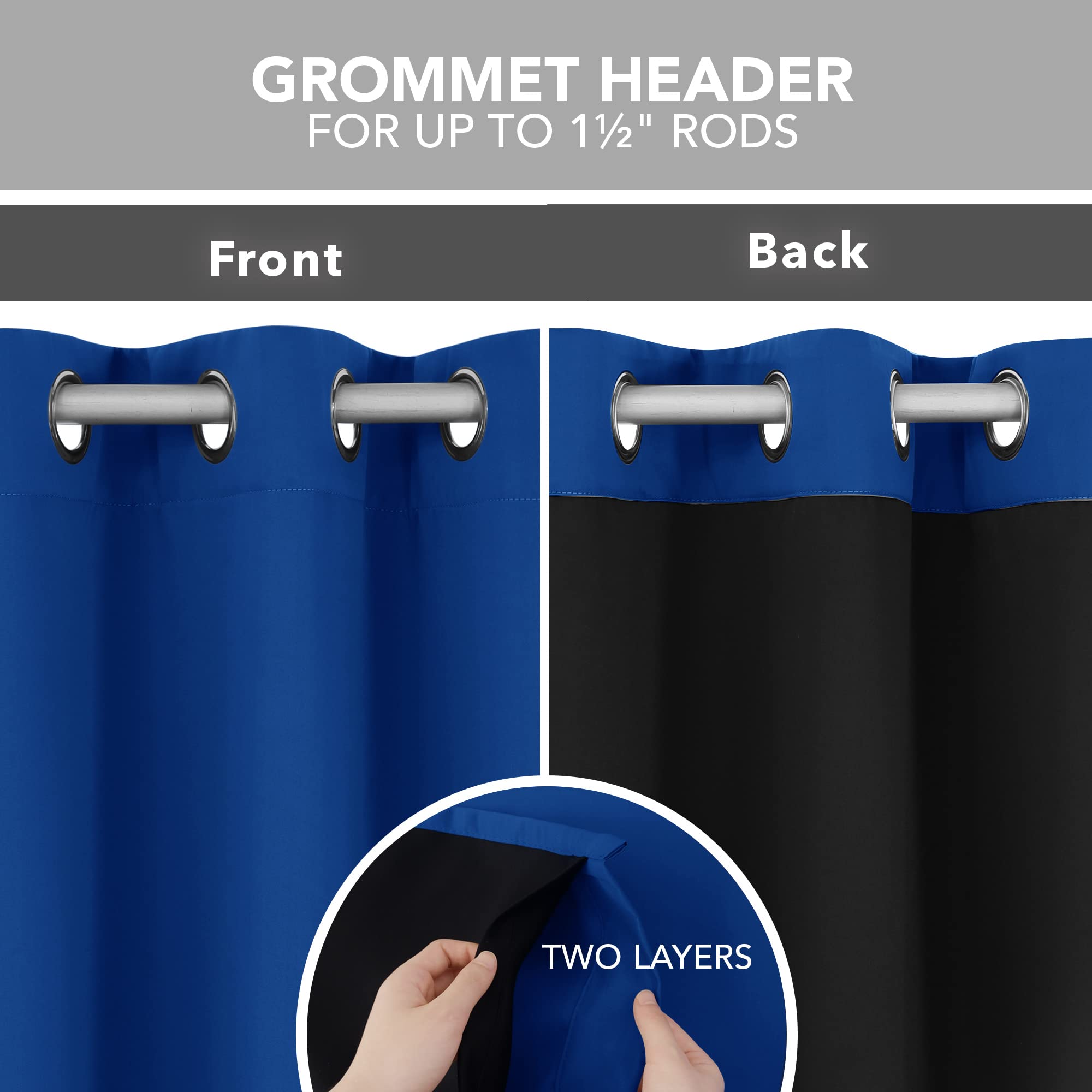 2-Layer Thermal Blackout Curtains, Tan, 52x72 Inch