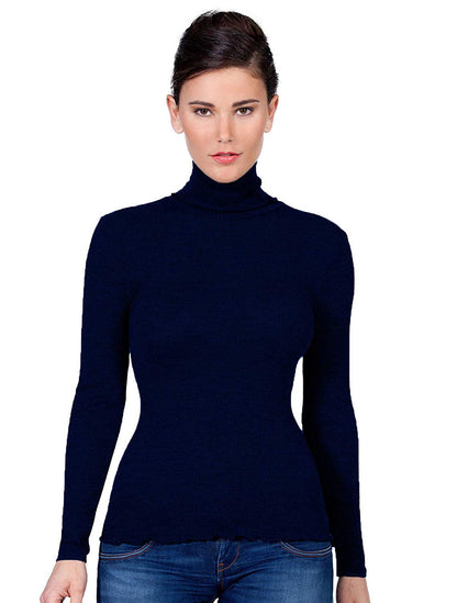 EGi Luxury Wool Silk Turtleneck Long Sleeve Top. Proudly Made in Italy (1494)