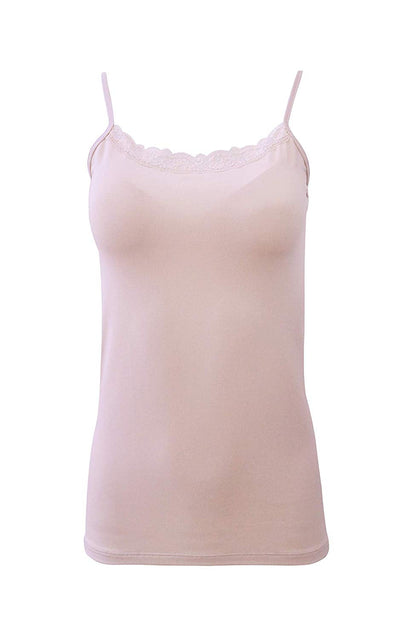 EGI Luxury Modal Women's Lace-Trimmed Tank Top. Proudly Made in Italy.(1120)
