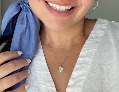 Mother Mary Necklace in Blue