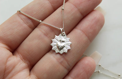 The Little Sacred Heart® minimalist scalloped necklace in sterling silver