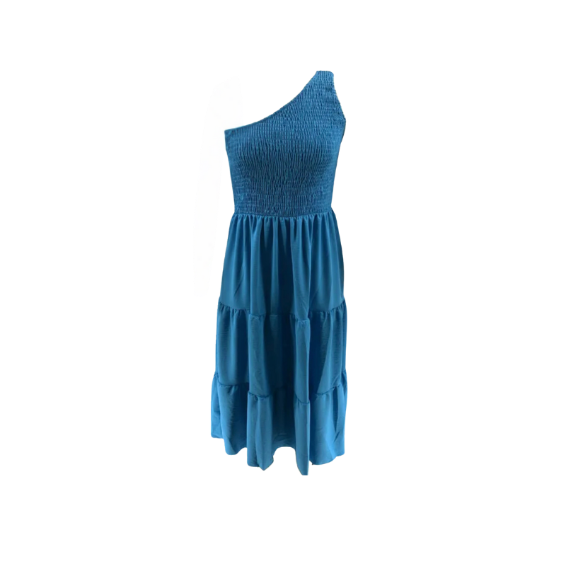 One Shoulder Smocked Dress