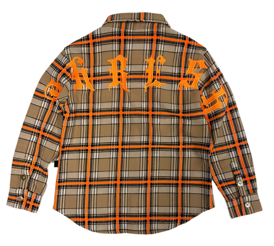 ROY Kid's Premium Mid-weight Flannel Shirt With Heavy Embroidery Works, Patch Work & Print Effects