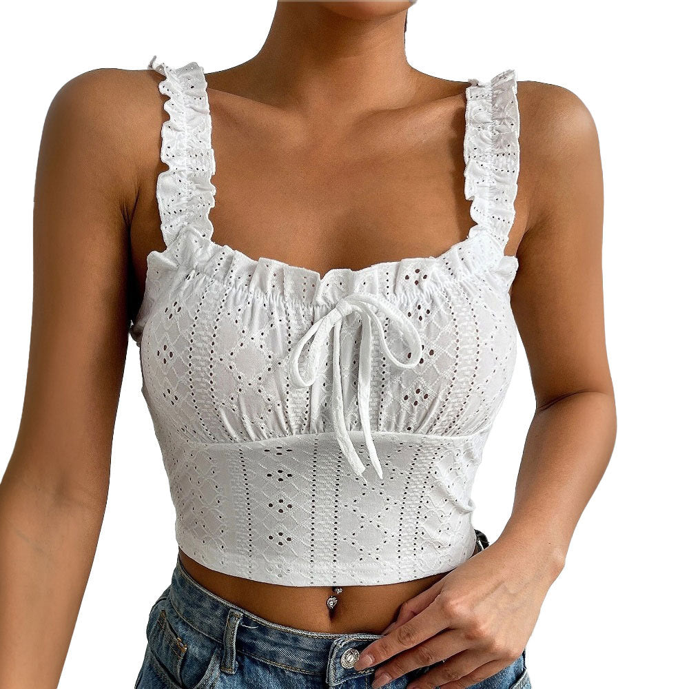 Spring and summer new elegant lace suspender vest top