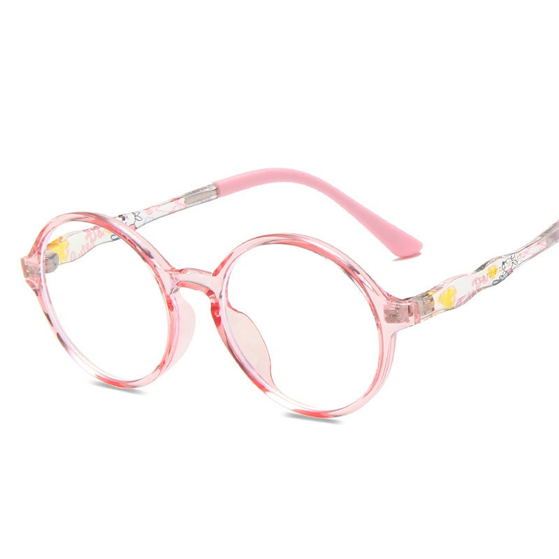 New Kids' Round Frame Anti-blue Flat Mirror Tr90 Colorful Kids' Glasses for Students
