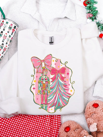Gildan Christmas Preppy Pink Nutcracker Sweatshirt
