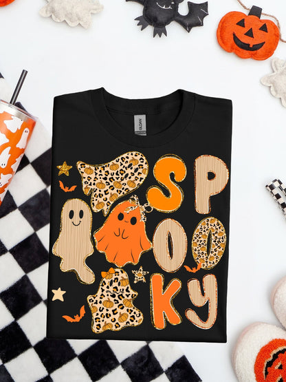 Gildan Halloween Spooky Leopard Print T-Shirt