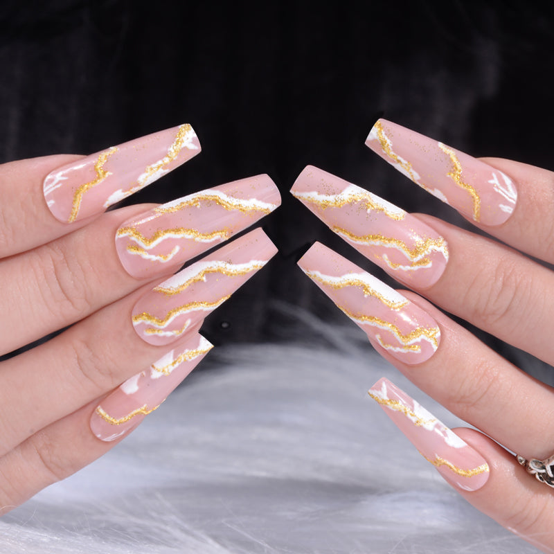 Press-on Nails Nude Marble
