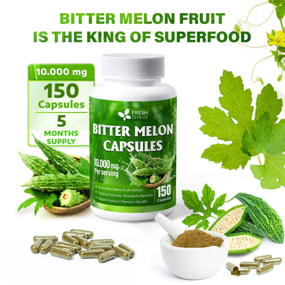 Bitter Melon Capsules, 1000mg, 150 Capsules - Gluten Free, Non-GMO