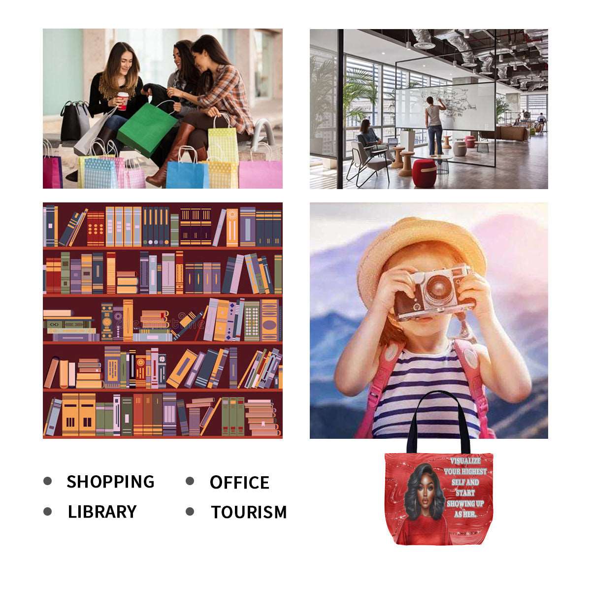 "Visualize Your Highest Self Tote Bag: Inspire and Empower on the Go!", Empowerment Tote Bag, Girl Boss,