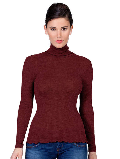 EGi Luxury Wool Silk Turtleneck Long Sleeve Top. Proudly Made in Italy (1494)