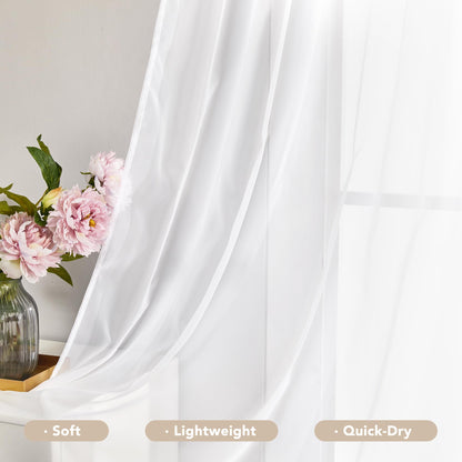 Semi-Transparent White Sheers, 52x63 Inch